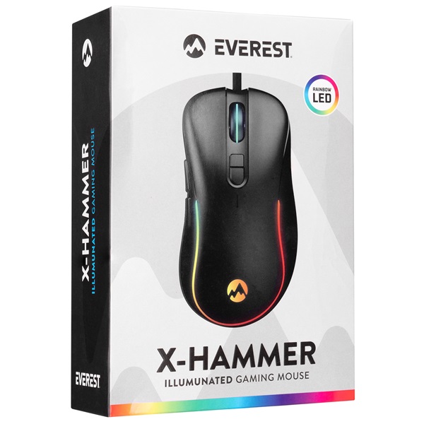 Everest  SM-G58 X-HAMMER   optikai  RGB LED Gamer Egér Fekete 