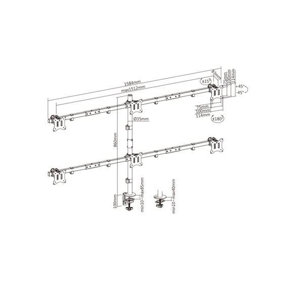  SBOX LCD-352/6-2 17"-32" dönthető  forgatható Asztali monitor tartó konzol 