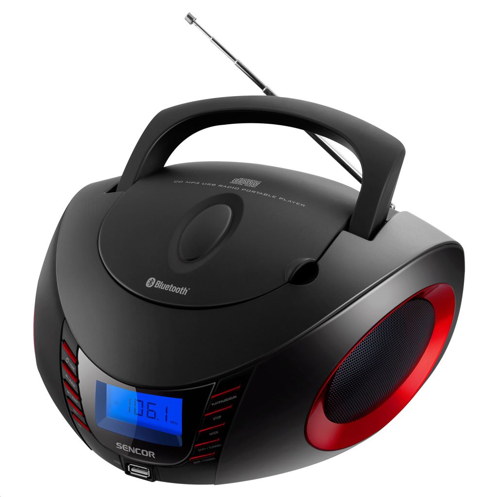 Sencor SPT 3600 BR FM rádió CD/BT/MP3/USB/AUX fekete-piros