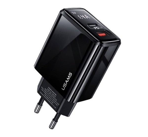USAMS T40 hálózati töltő USB aljzat / Type-C aljzat (5V / 3000 mA, gyorstöltés támogatás) FEKETE (CC133) USAMS T40 hálózati töltő USB aljzat / Type-C aljzat (5V / 3000 mA, gyorstöltés támogatás) FEKETE (CC133)