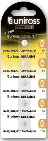 Uniross SP5 LR621 AG1 LR60 1,5V alkáli gombelem 5db/bliszter (U5LR621)