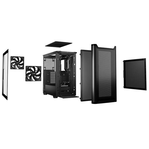 Be Quiet! Számítógépház  Pure Base 501 Airflow Window Black  ATX edzett üveg oldallap fekete 