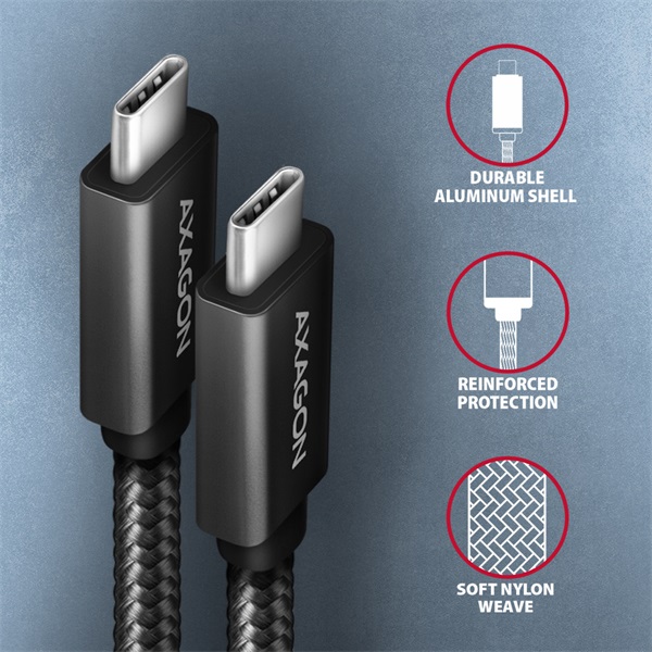 Axagon BUCM32-CM10AB Speed+ USB-C - USB-C adat- és töltőkábel 1m fekete Axagon BUCM32-CM10AB Speed+ USB-C - USB-C adat- és töltőkábel 1m fekete
