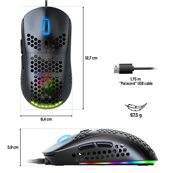 Spirit of Gamer S-PM4 RGB   Egér Fekete 