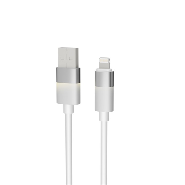 AVAX CB310 GLOWY 1m USB-A - Lightning fehér töltőkábel