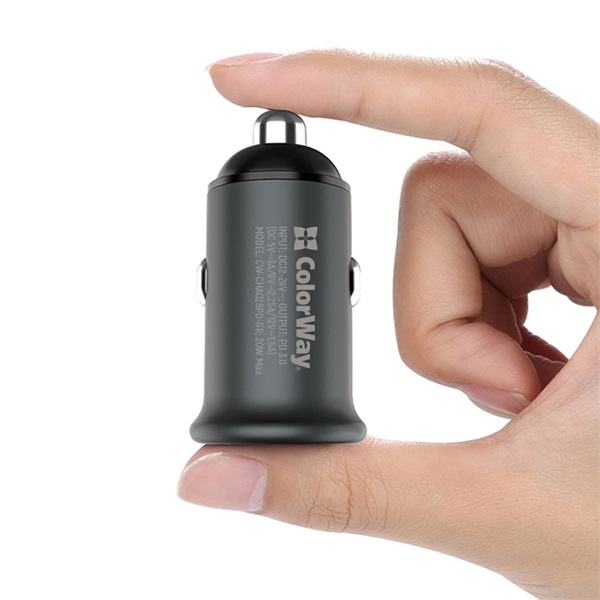 COLORWAY CW-CHA028PD-GR Autós töltő 1USB (Power Delivery Port USB Type-C (20W) Szürke