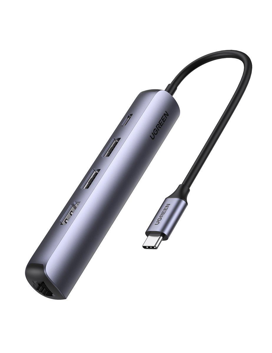 UGREEN CM418 5 az 1-ben adapter USB-C hub, 2x USB 3.0, HDMI, RJ45, USB-C, szürke (10919) UGREEN CM418 5 az 1-ben adapter USB-C hub, 2x USB 3.0, HDMI, RJ45, USB-C, szürke (10919)