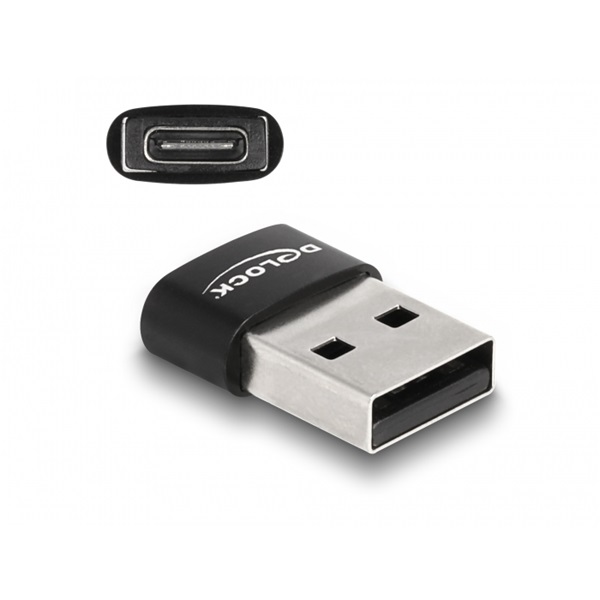 Delock USB 2.0 adapter A-típusú USB apa - USB Type-C anya fekete (60002) Delock USB 2.0 adapter A-típusú USB apa - USB Type-C anya fekete (60002)