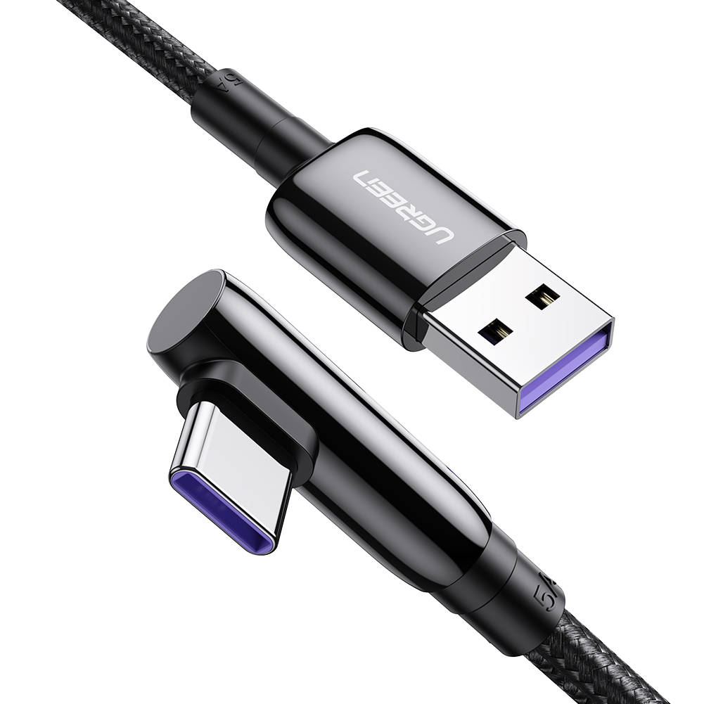UGREEN US317 USB- USB-C-szögletes kábel, 2m, fekete (70434)