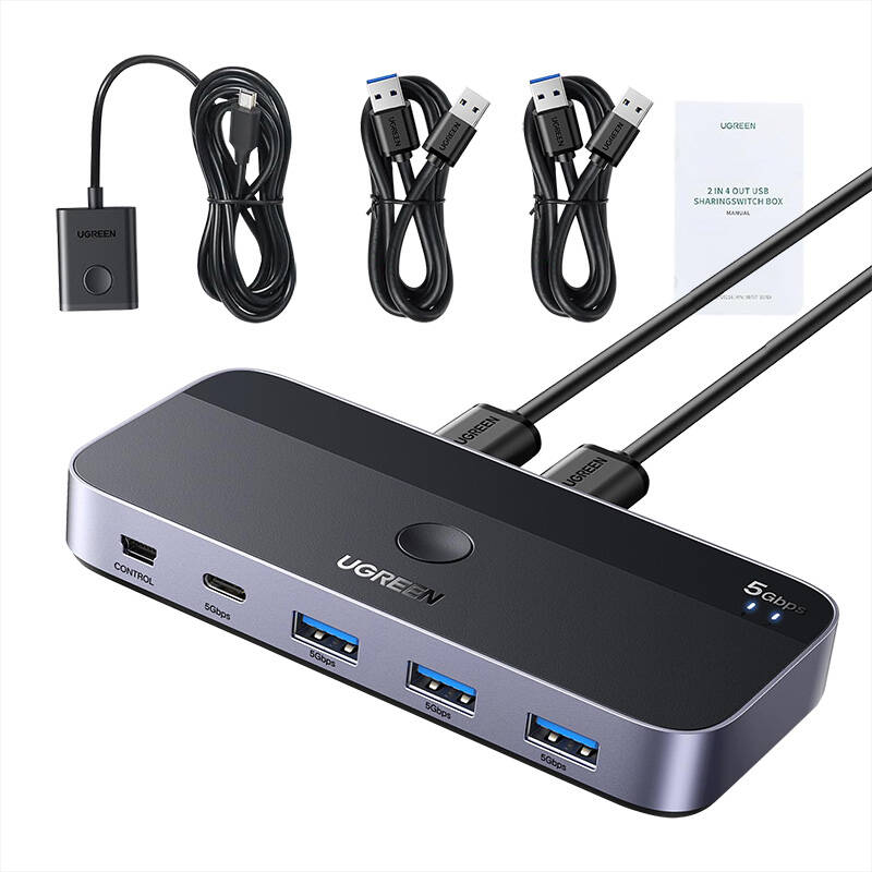Sharing switch USB 3.0 UGREEN CM662 2 in 4 out (black)