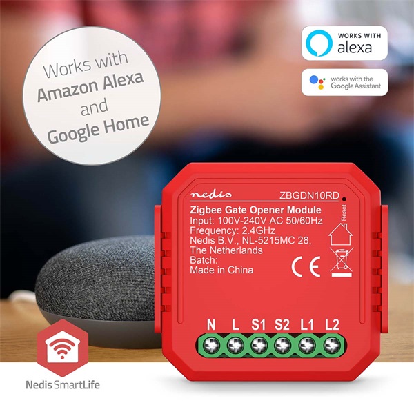 Nedis ZBGDN10RD    2,5 W  Terminál csatlakozás   Alkalmazás elérhető: Android™ / IOS smart Garázskapu-nyitó