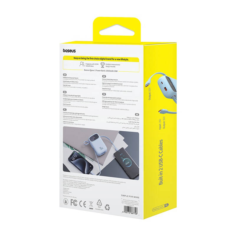 Baseus QPow 2 10000mAh  30W  2xUSB-C powerbank Kék 