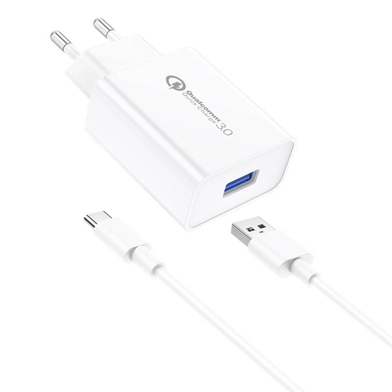 Foneng EU13 Wall Charger + USB to USB-C Cable, 3A (White) Foneng EU13 Wall Charger + USB to USB-C Cable, 3A (White)