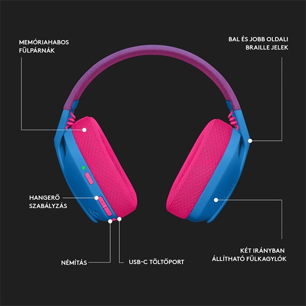 Logitech G435 LIGHTSPEED vezeték nélküli Gaming headset kék (981-001062)