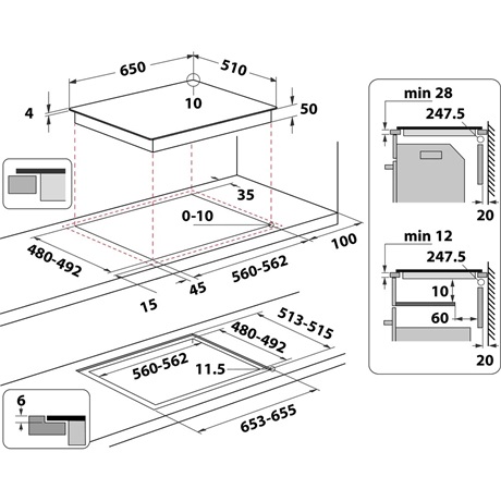 Whirlpool WF S8865 NE FŐZŐLAP BEÉPÍTHETŐ  INDUKCIÓS