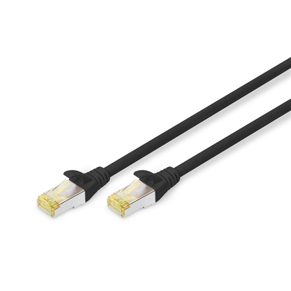 RJ45 Hálózat Csatlakozókábel CAT 6A S/FTP 1.00 m Fekete Halogénmentes, sodort érpár, Védővel, Lángálló Digitus RJ45 Hálózat Csatlakozókábel CAT 6A S/FTP 1.00 m Fekete Halogénmentes, sodort érpár, Védővel, Lángálló Digitus