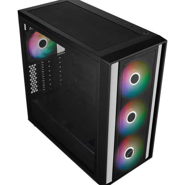 COOLER MASTER  ATX MasterBox 600 4db ARGB Ventilátor  Tápegység nélkül Üvegfalú Számítógépház fekete