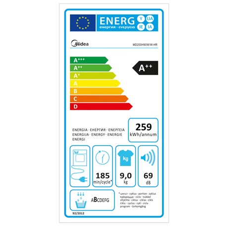 Midea Lunar MD200H90W/W-HR szárítógép fehér