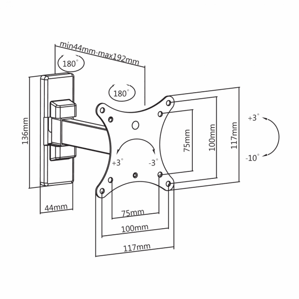 SBOX LCD-901 dönthető forgatható 13"-30"  fali konzol