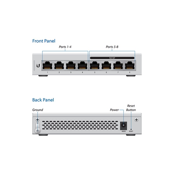 Ubiquiti US-8-60W UniFi Switch 8xGigabit Ethernet port 4xPoE Out