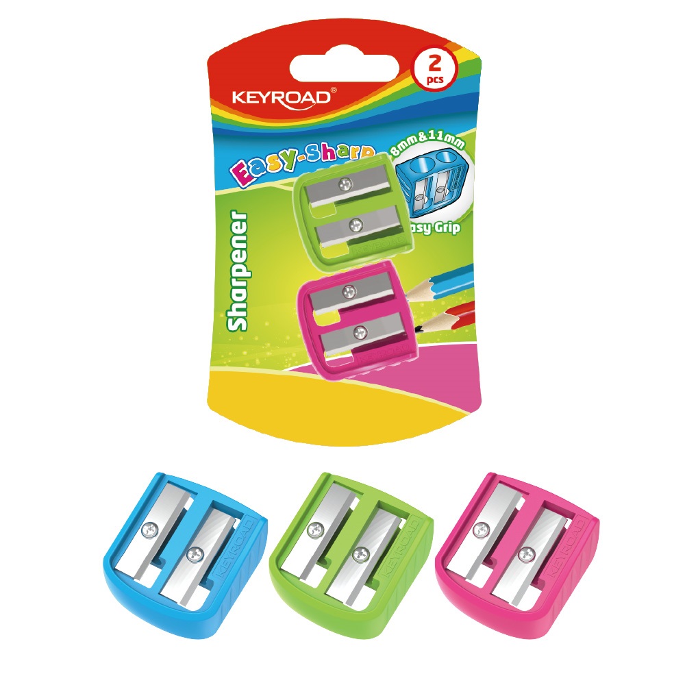 Keyroad Hegyező 2 lyukú 2 db/bliszter  Easy-sharp vegyes színek (KR972438)