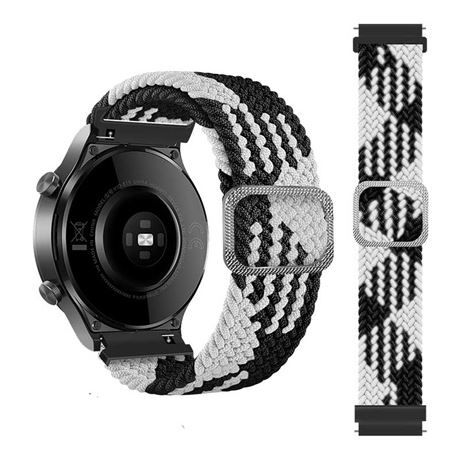 Mybandz állítható elasztikus szövet óraszíj 20mm fekete-fehér (20SKU4106)