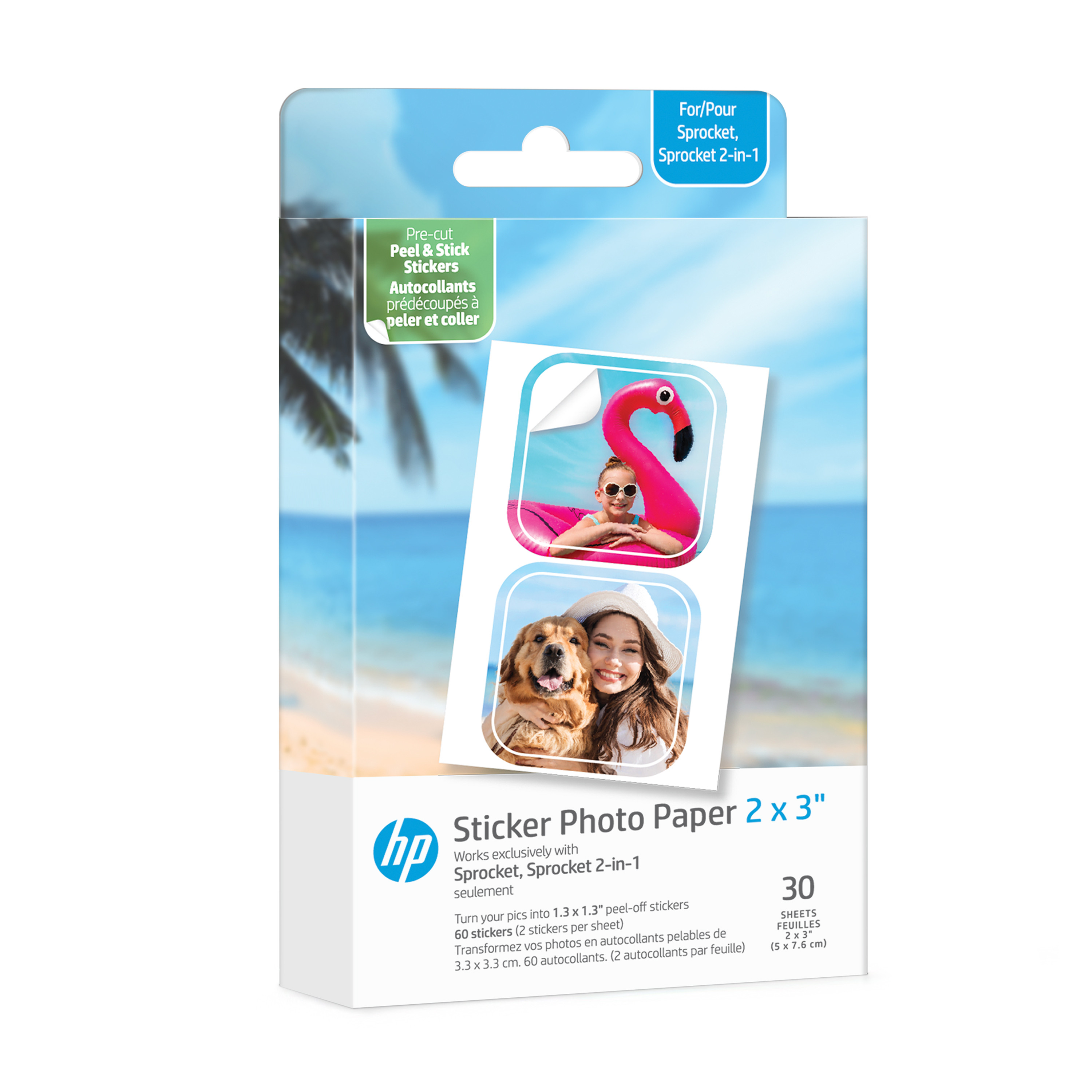HP Sprocket előre kivágott matrica Zink 2x3 hüvelykes 30 lap
