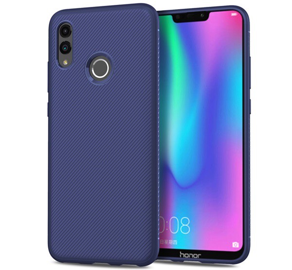 Szilikon telefonvédő (közepesen ütésálló, csíkos minta) SÖTÉTKÉK [Honor 10 Lite]