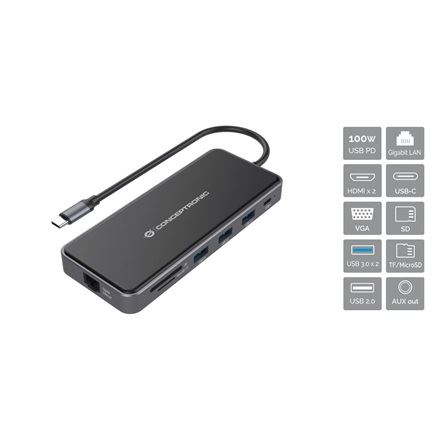 Conceptronic USB-C Notebook Dokkoló fekete (DONN15G) Conceptronic USB-C Notebook Dokkoló fekete (DONN15G)