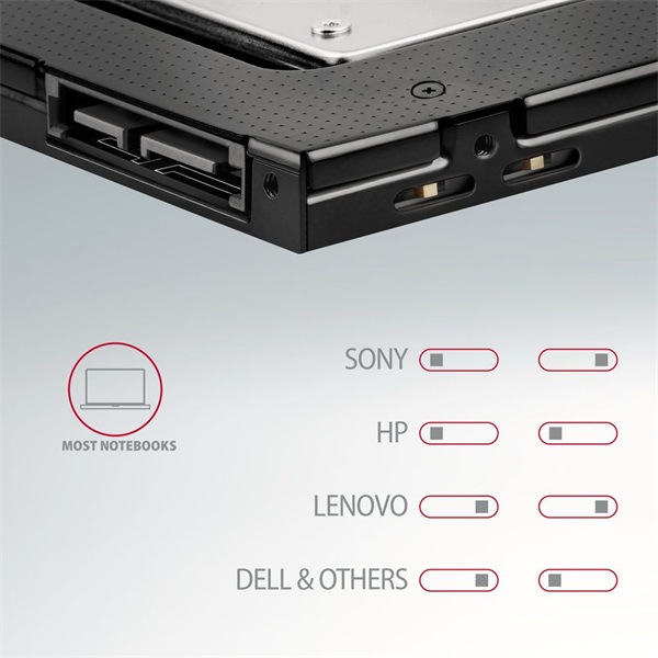 Axagon RSS-CD09 2.5" laptop ODD beépítő adapter fekete
