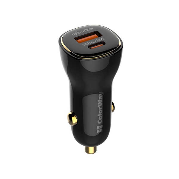 COLORWAY  CW-CHA046PD-BK Power Delivery Port PPS USB (USB-A + USB-C) (60 W) Autós töltő Fekete