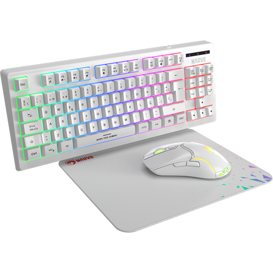 BILL MARVO Loot 30 billentyűzet+egér+egérpad combo - Fehér - UK /Membrán/