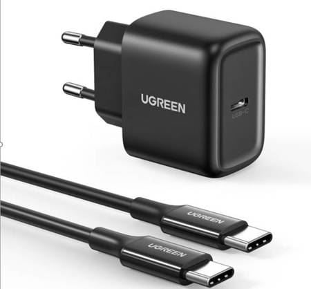 UGREEN CD250 hálózati töltő 25W és USB-C - USB-C kábel 2m fekete (50581)