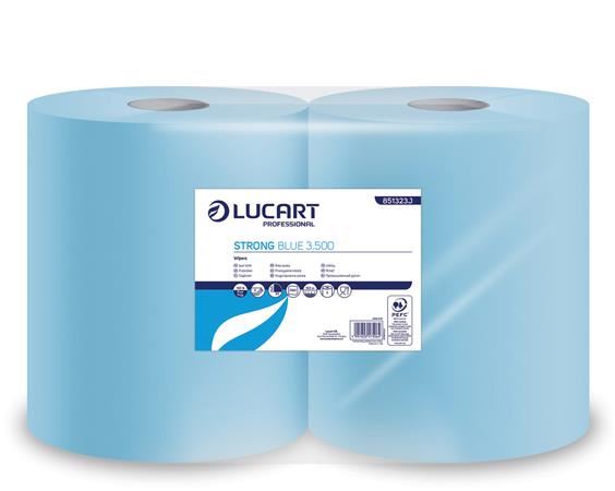 Lucart Strong Blue 3500 törlőkendő, tekercses 3 rétegű kék (851323)