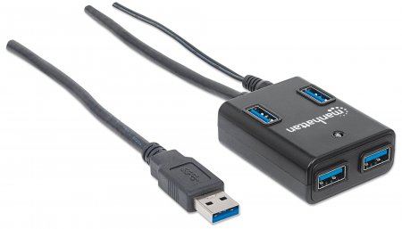 Manhattan USB 3.0 aktív Hub 4 portos fekete (162302) Manhattan USB 3.0 aktív Hub 4 portos fekete (162302)