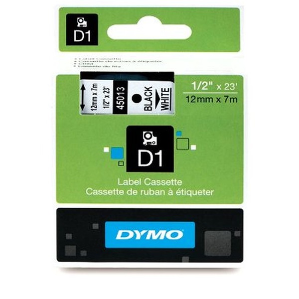 Dymo D1 12mmx7m fekete/fehér feliratozógép szalag Dymo D1 12mmx7m fekete/fehér feliratozógép szalag