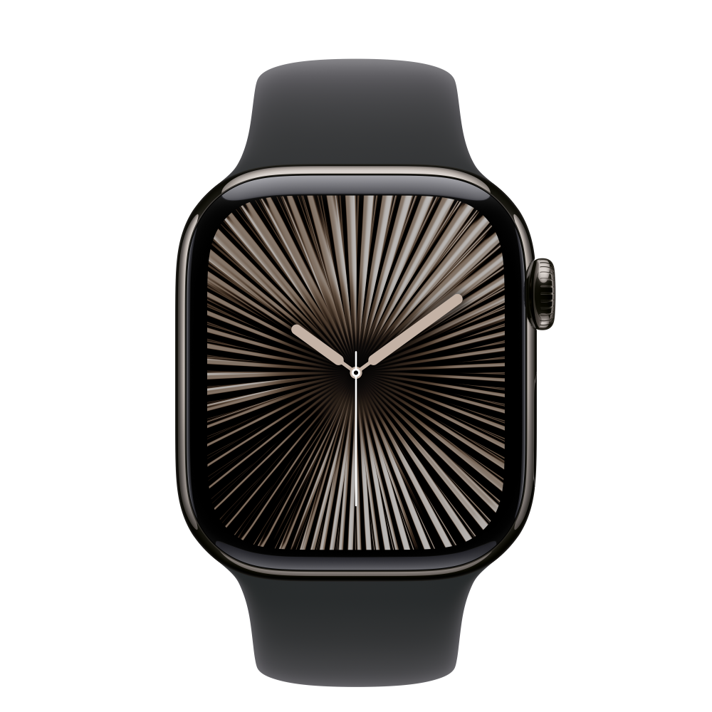 Apple Watch S10 Cellular 42mm szürke titántok, fekete sport M/L