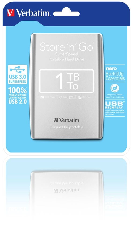 1TB Verbatim 2.5" Store 'n' Go külső winchester ezüst (53071) 1TB Verbatim 2.5" Store 'n' Go külső winchester ezüst (53071)