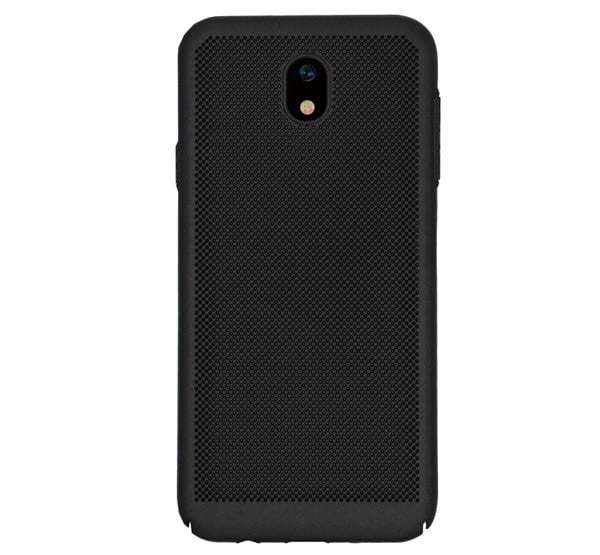 Műanyag telefonvédő (gumírozott, lyukacsos minta) FEKETE [Samsung Galaxy J5 (2017) SM-J530 EU]