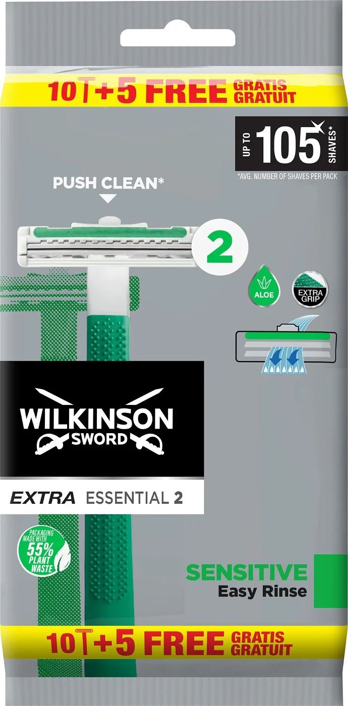 Wilkinson Extra Essential 2 Sensitive borotva 10+5db Wilkinson Extra Essential 2 Sensitive borotva 10+5db