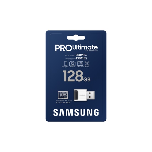 Samsung 128GB microSDXC Pro Ultimate Class10 U3 A2 V30 + Reader Memóriakártya