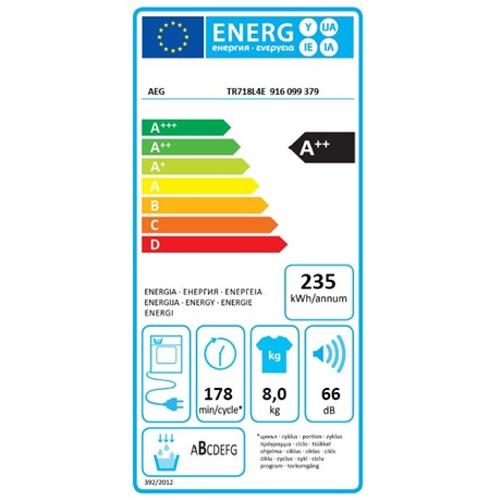 Aeg TR718L4E  8KG Hőszivattyús szárítógép