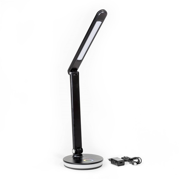 Platinet Asztali lámpa RGB, 12W, USB-A és USB-C töltő portal, 6000K, 500 Lumen, fekete (PDL400RGBB)