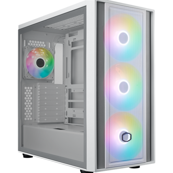 COOLER MASTER  ATX MasterBox 600 4db ARGB Ventilátor  Tápegység nélkül Üvegfalú Számítógépház fehér