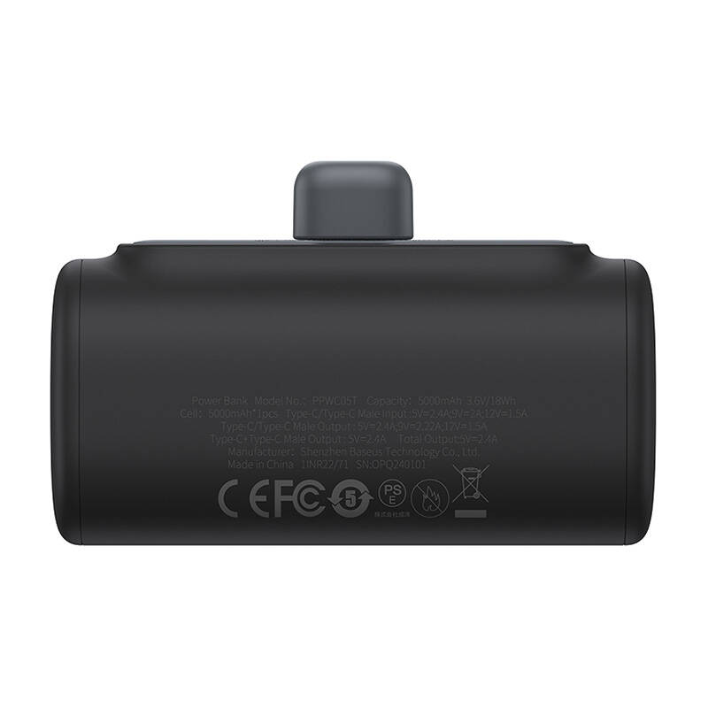 Baseus Compact   5000mAh 20W USB-C Powerbank Fekete