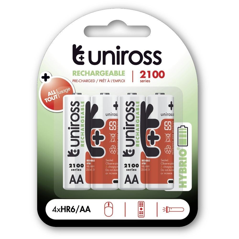 Uniross AA/ceruza 1,2V 2100mAh Ni-MH HYBRIO akkumulátor 4db/bliszter (UH4AA2100) Uniross AA/ceruza 1,2V 2100mAh Ni-MH HYBRIO akkumulátor 4db/bliszter (UH4AA2100)