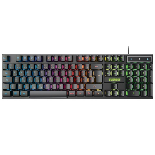 Everest KB-188 Borealis Rainbow N-key Fekete RGB LED Gamer Billentyűzet HU Everest KB-188 Borealis Rainbow N-key Fekete RGB LED Gamer Billentyűzet HU