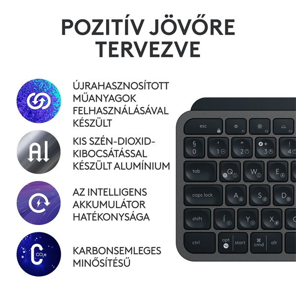 Logitech MX Keys S Plus US fekete billentyűzet