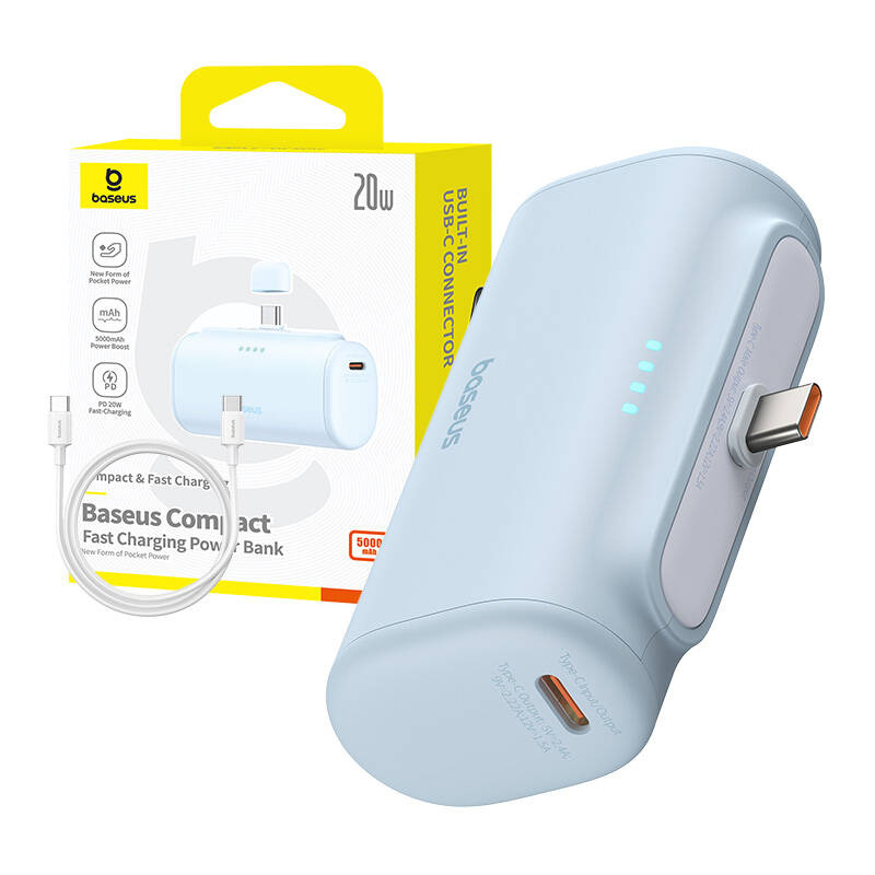  baseus Compact USB-C 5000mAh  20W Powerbank Kék