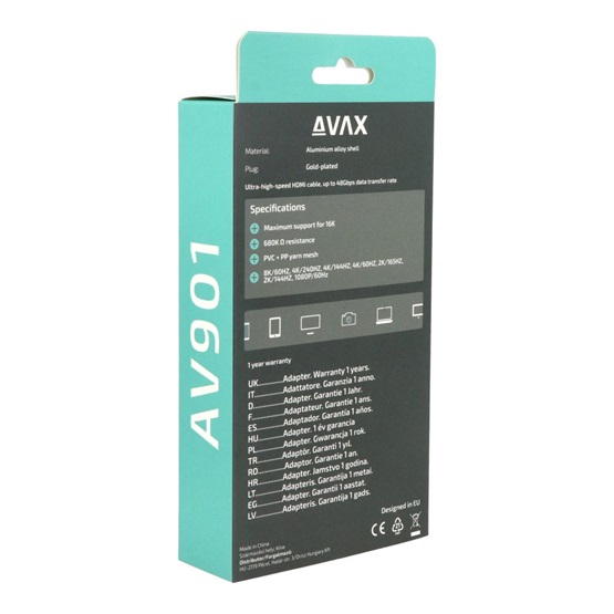  AVAX AV901 PRIME Display - Display 2.1/40Gbps 16K/60Hz AV 2m kábel  